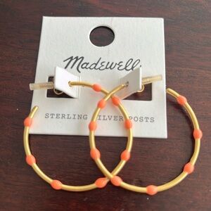 Madewell hoops hold color with peach design. NWT. Sterling silver posts